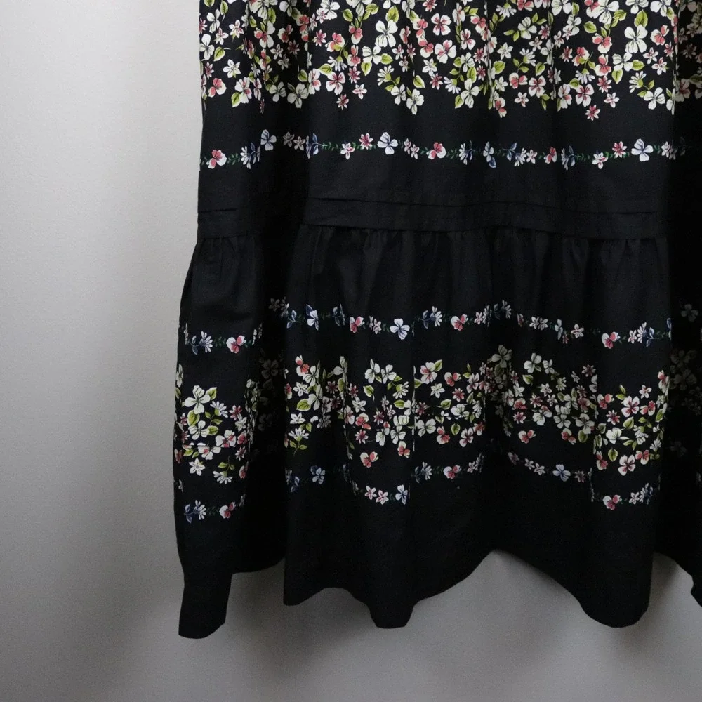 Anthropologie Somerset Maxi Dress Black Floral 3X Tiered Smocked - Picture 8 of 12